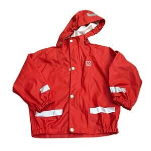 66 North Iceland Kids Hooded Mimir Light Rain Jacket Red Size 4